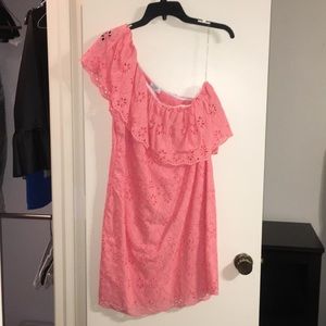 NWT Crown & Ivy One Shoulder Ruffle Eyelet Dress